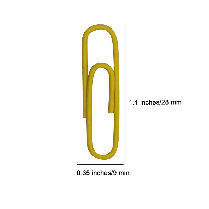 OLIREXD Small Mini 300 Pack Paper Clips 28mm /1.1 Inches - Assorted Color Office Supply Accessories - Cute Paper Needle - Multicoloured Bookmark(Yellow) - Image 2